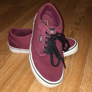 Maroon Vans with Black Laces and White Soles
